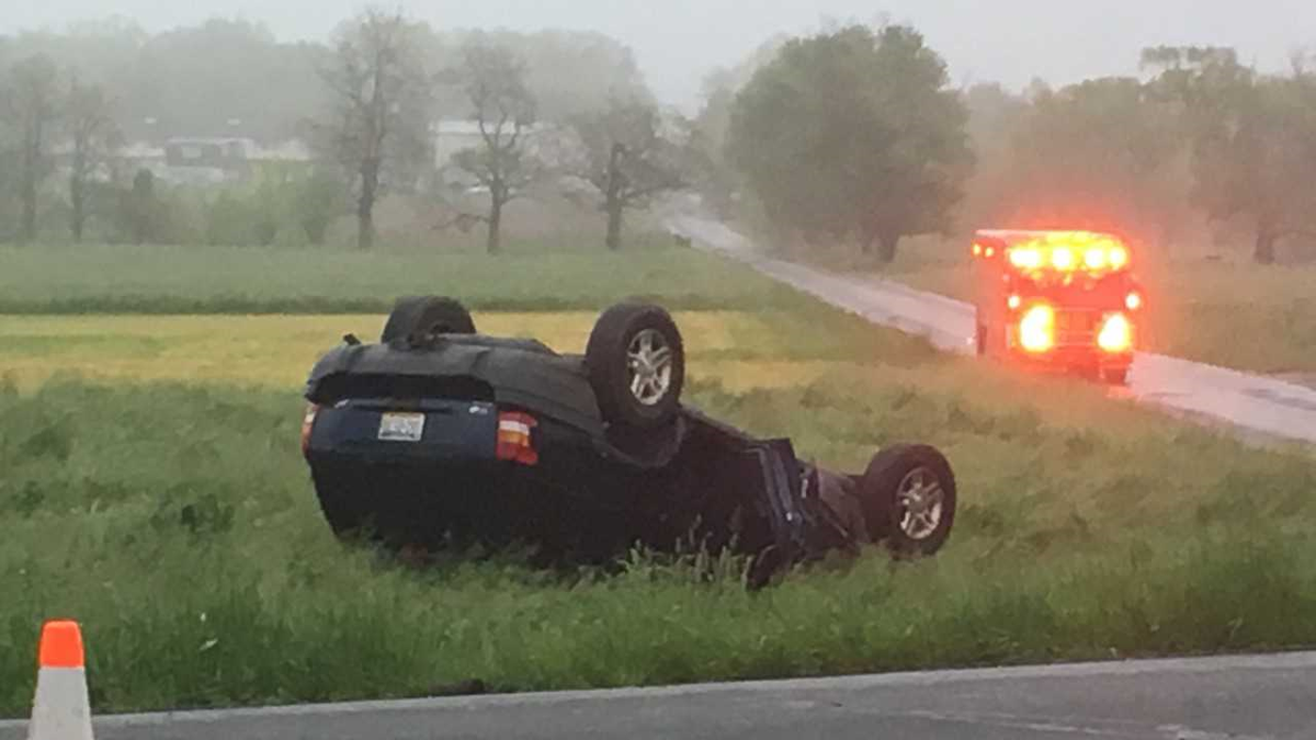 Car catches fire in Route 30 collision