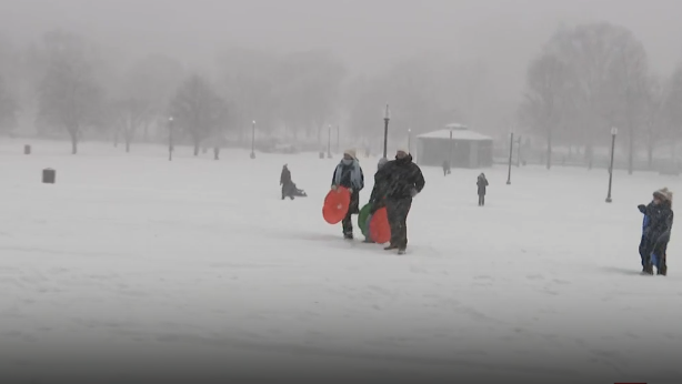 Watch: Sledders take to Boston Common to enjoy snowy Sunday
