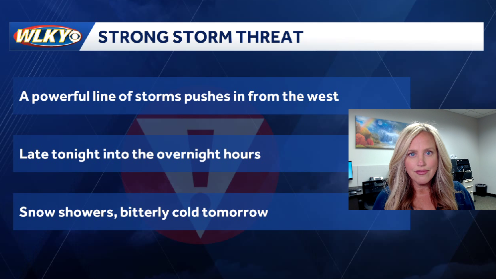 Severe Alert: Strong storms Sunday night, snow showers Monday