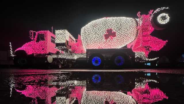 Illuminated pink concrete mixer spreading holiday cheer - Vimarsana News