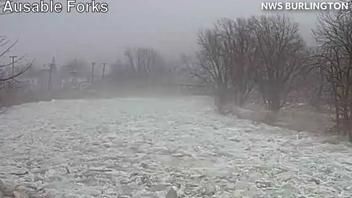 Watch how fast an ice jam floods this river