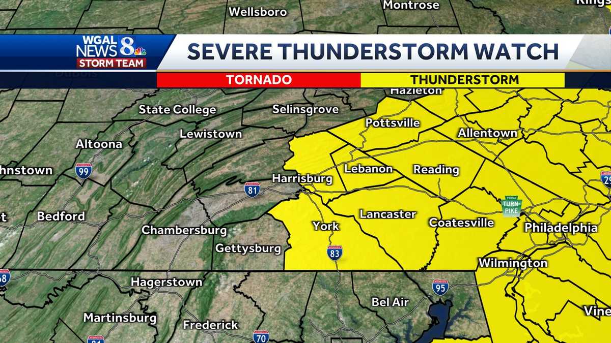 Severe thunderstorm watch issued for parts of Pa.
