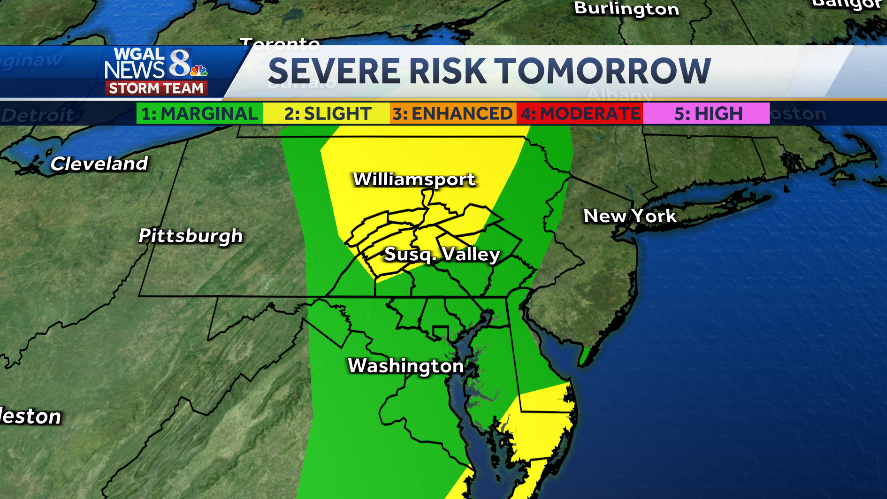 Severe weather risk for central Pennsylvania