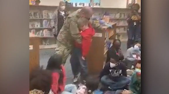 Watch: Oklahoma soldier deployed overseas surprises son at school - Vimarsana News