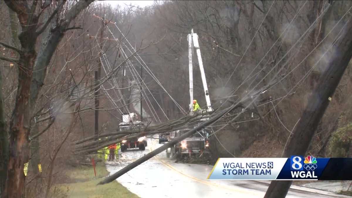 Winds bring down trees, utility poles, wires in parts of York County