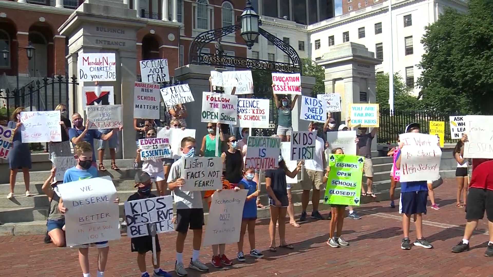 Parent Group Calls For In-person Learning During Rally At State House