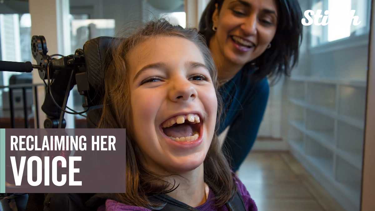 Girls help their sister with cerebral palsy reclaim her voice
