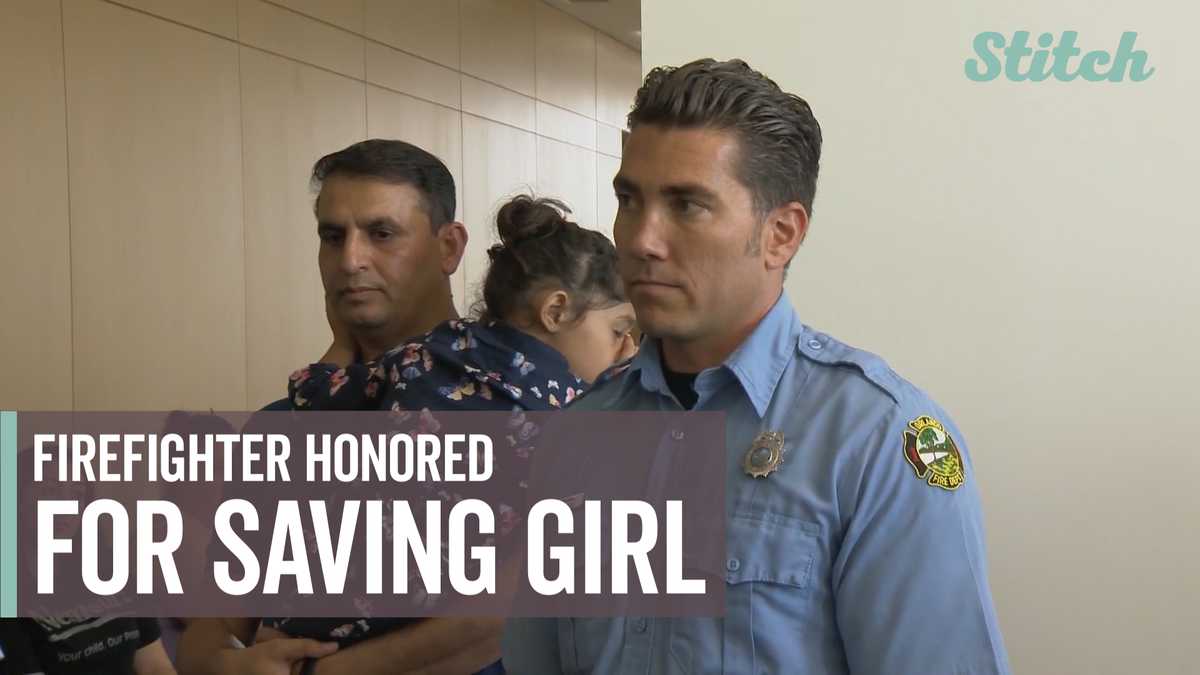 4-year-old reunites with firefighter who saved her from drowning