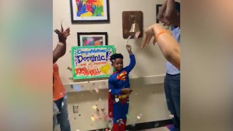 5-year-old celebrates last chemotherapy treatment