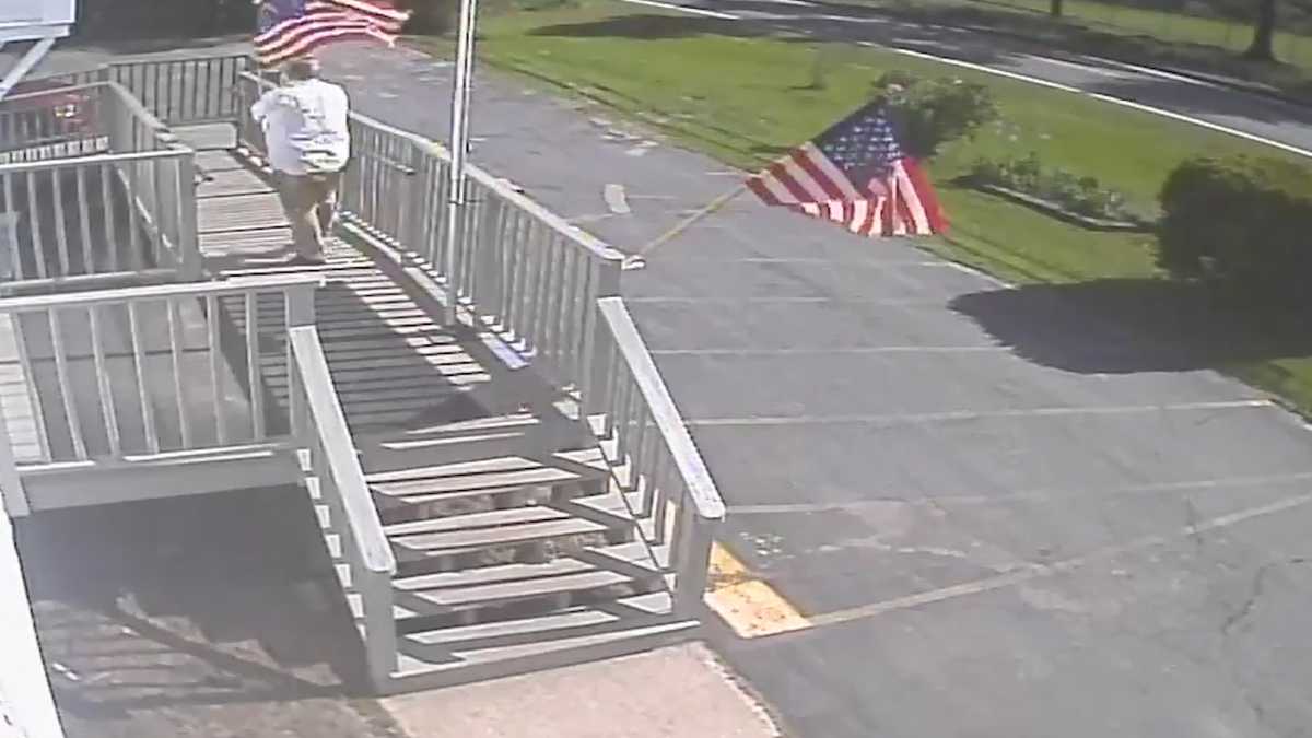 Man caught on camera stealing church's American flag