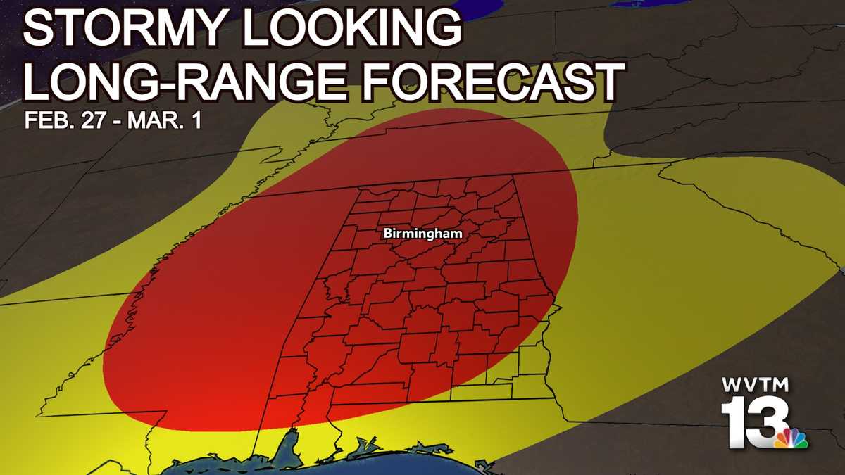 The weather in Alabama looks stormy again by the end of the month