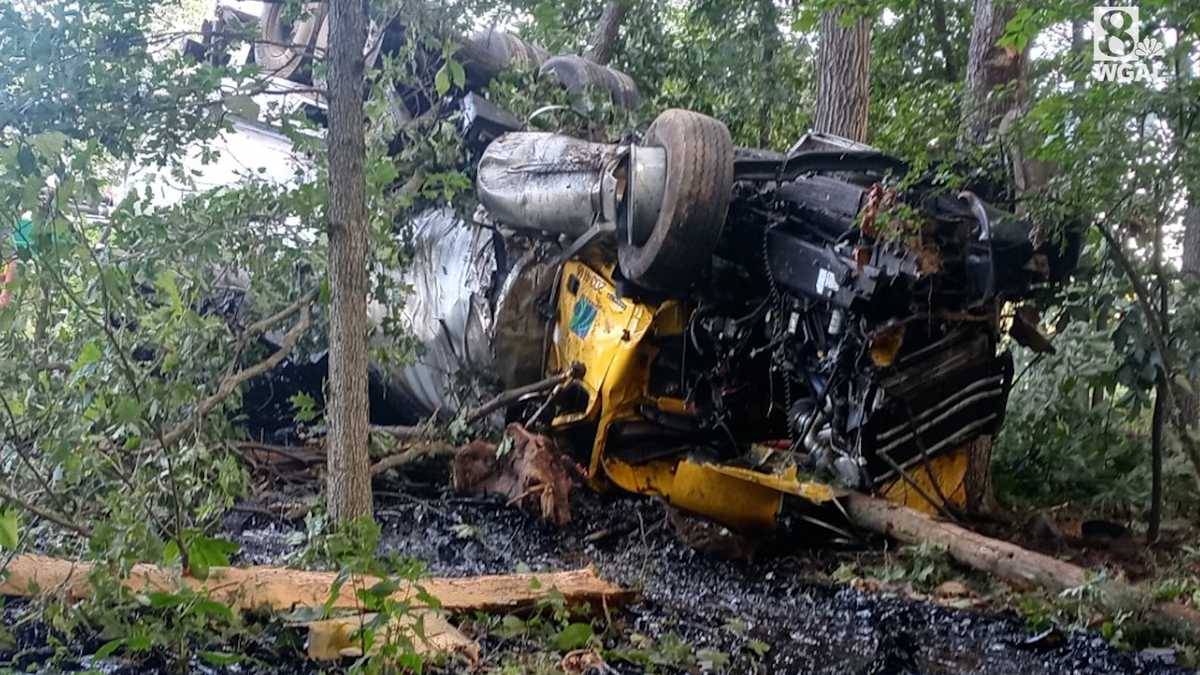 Tanker truck crashes into woods in Adams County, Pa.