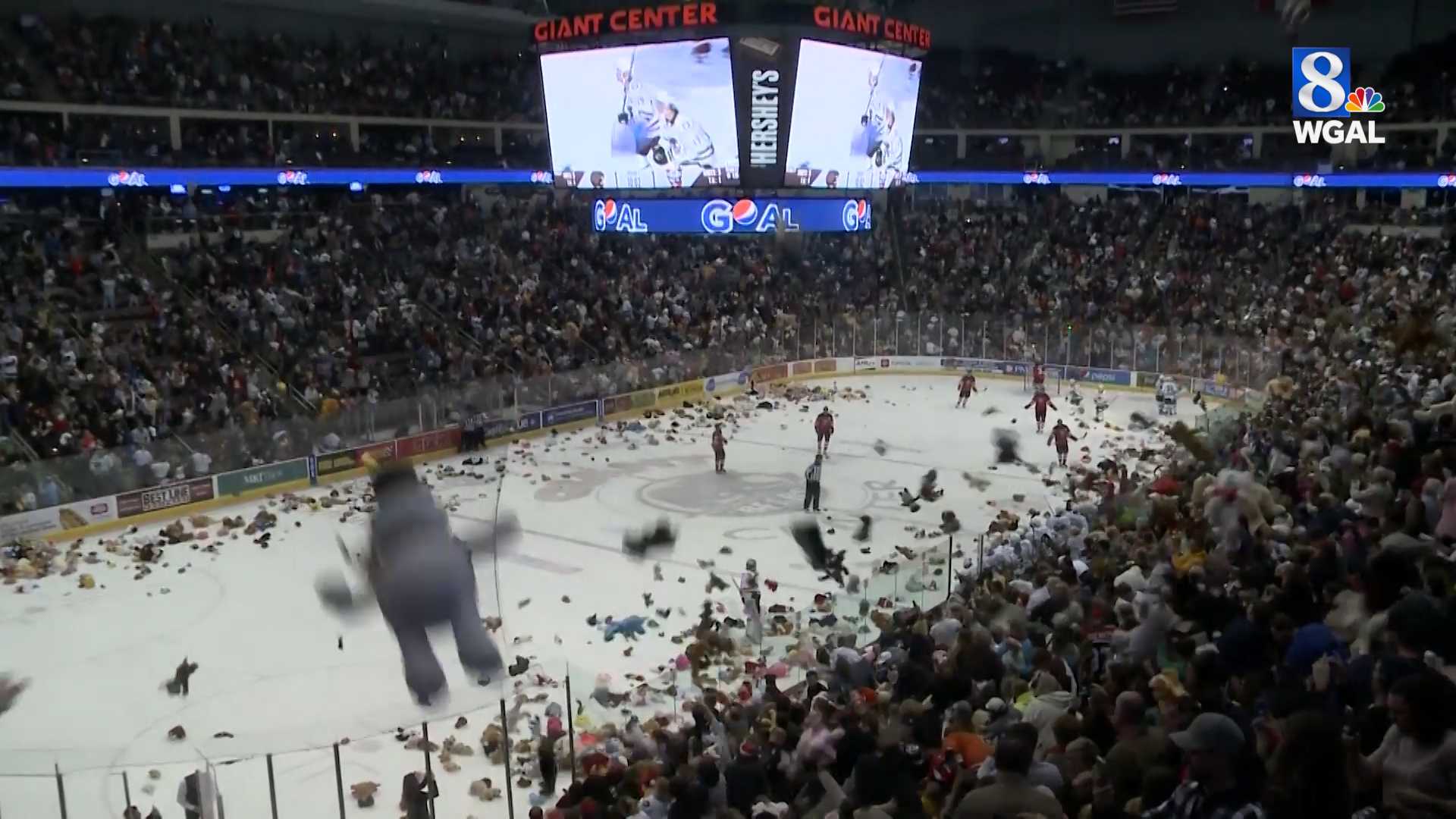 Hershey Bears selling shirts commemorating world record Teddy Bear Toss