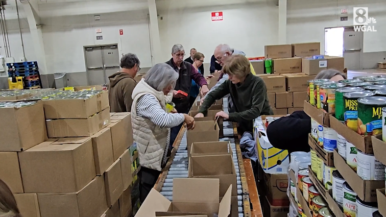 Thanksgiving food boxes packed for distribution in York