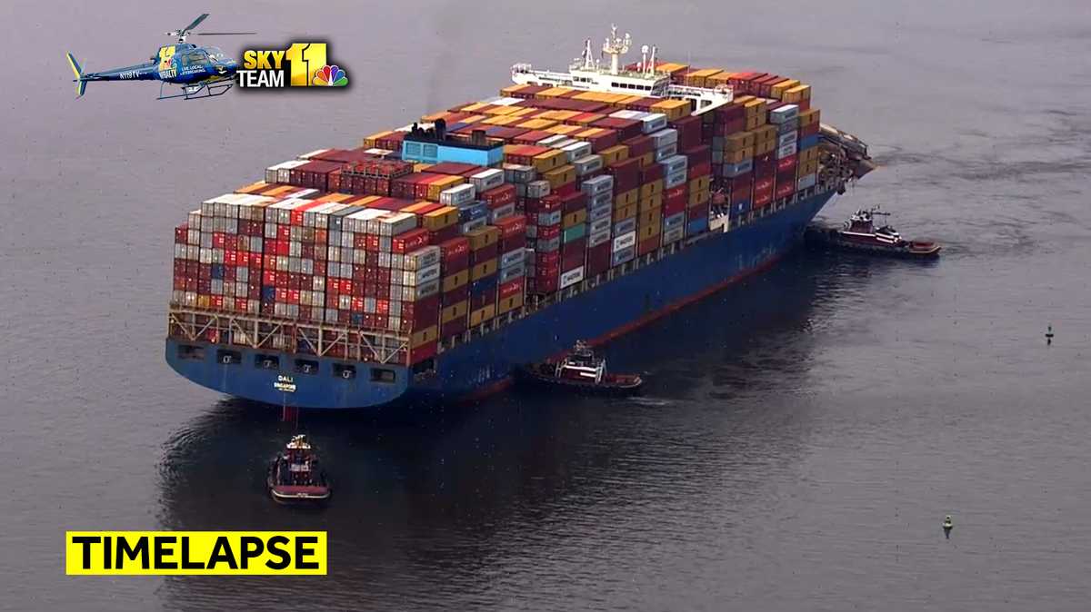 TIMELAPSE VIDEO Dali container ship moved to Seagirt  WBAL TV Baltimore