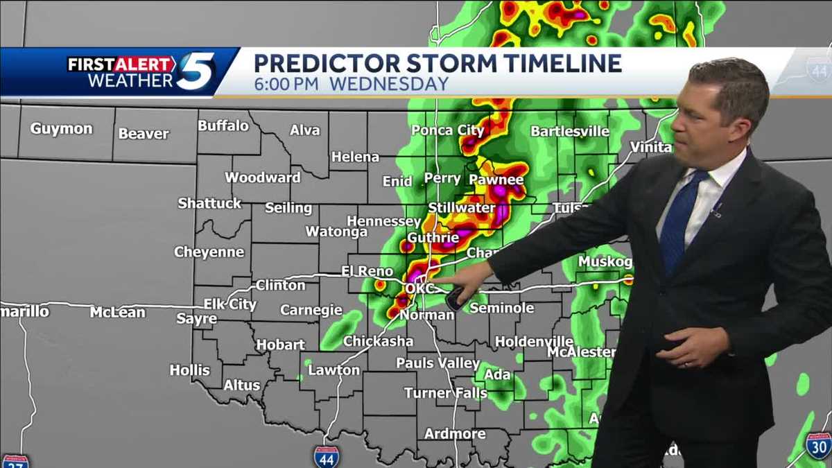 TIMELINE Risk of strong winds, hail moving into Oklahoma Wednesday night