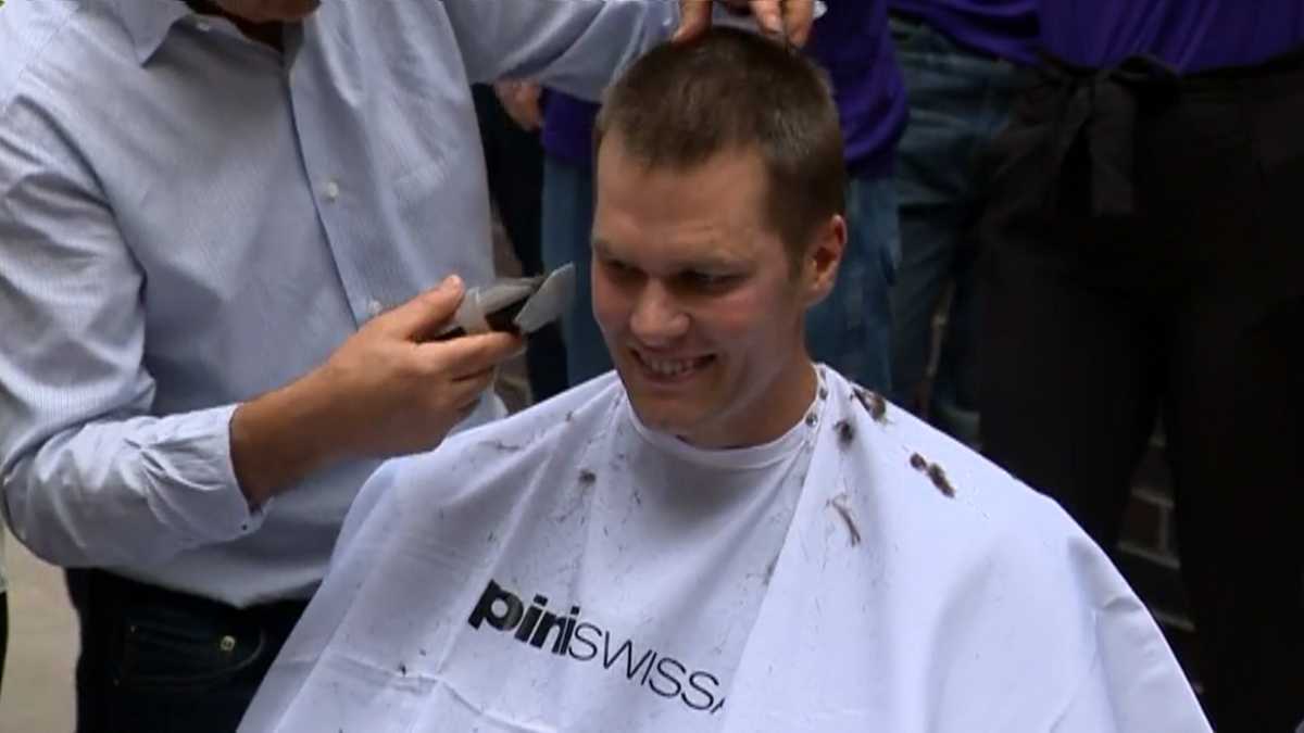 Watch Tom Brady has head shaved for charity