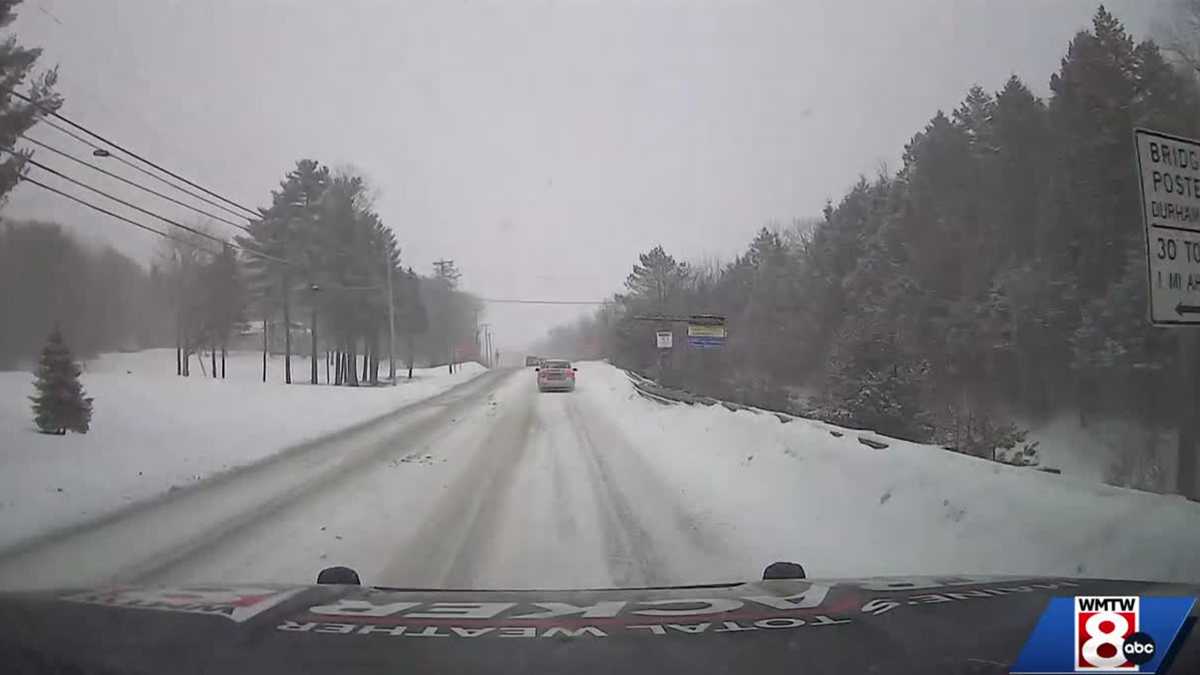 Slushy roads in Maine as snow winds down