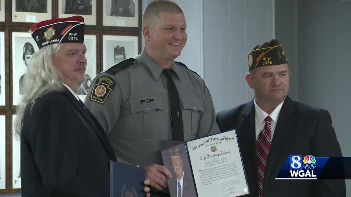 Pa. State Police trooper honored for saving two lives