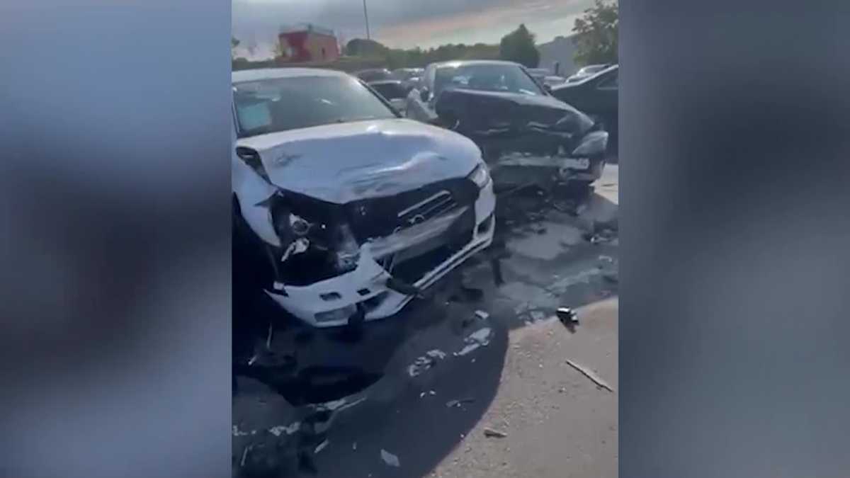 Rental Truck Slams Into Parked Vehicles At Route 1 Car Dealership 