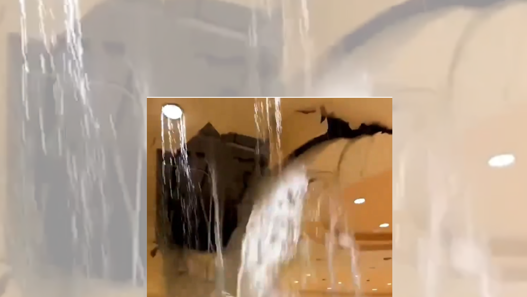 Wild video shows ceiling collapse inside hotel lobby