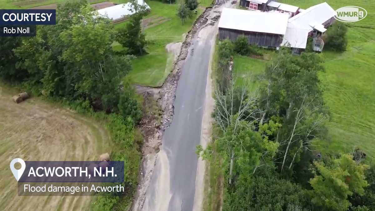 Flood damage in Acworth seen from drone