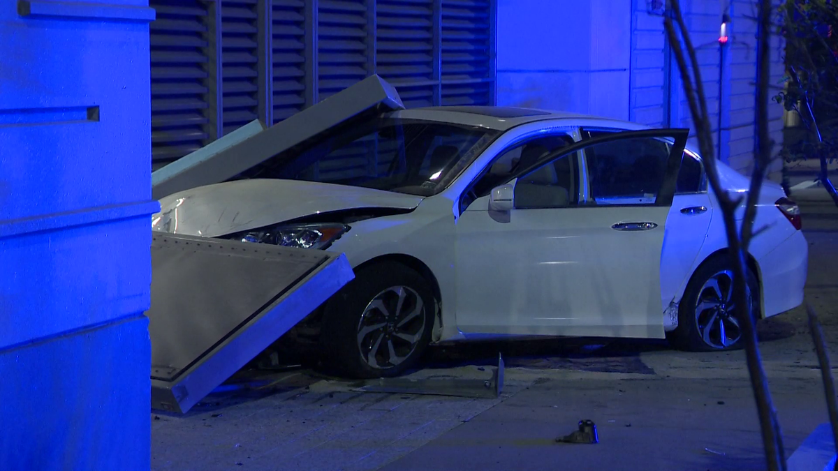 Car crashes into building in Boston's South End