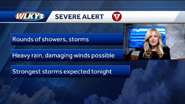 Severe Alert Day:  Sunday brings rounds of possibly severe storms