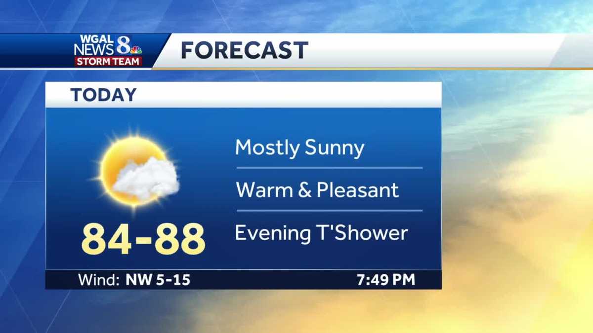 PA WEATHER Lower humidity today, isolated storms possible this evening