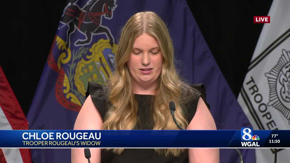 Pennsylvania state trooper's widow delivers tearful eulogy