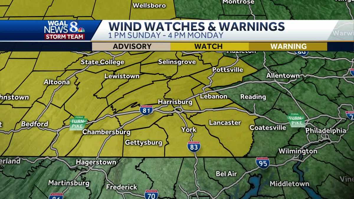 Central Pa. weather: Widespread rain, then high winds