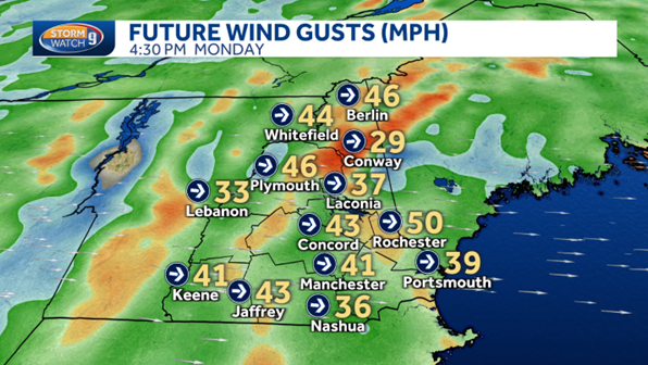 Strong winds could lead to road hazards across New Hampshire