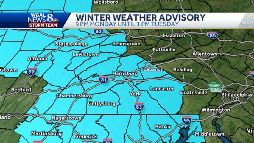WINTER WEATHER ADVISORY for parts of central Pennsylvania