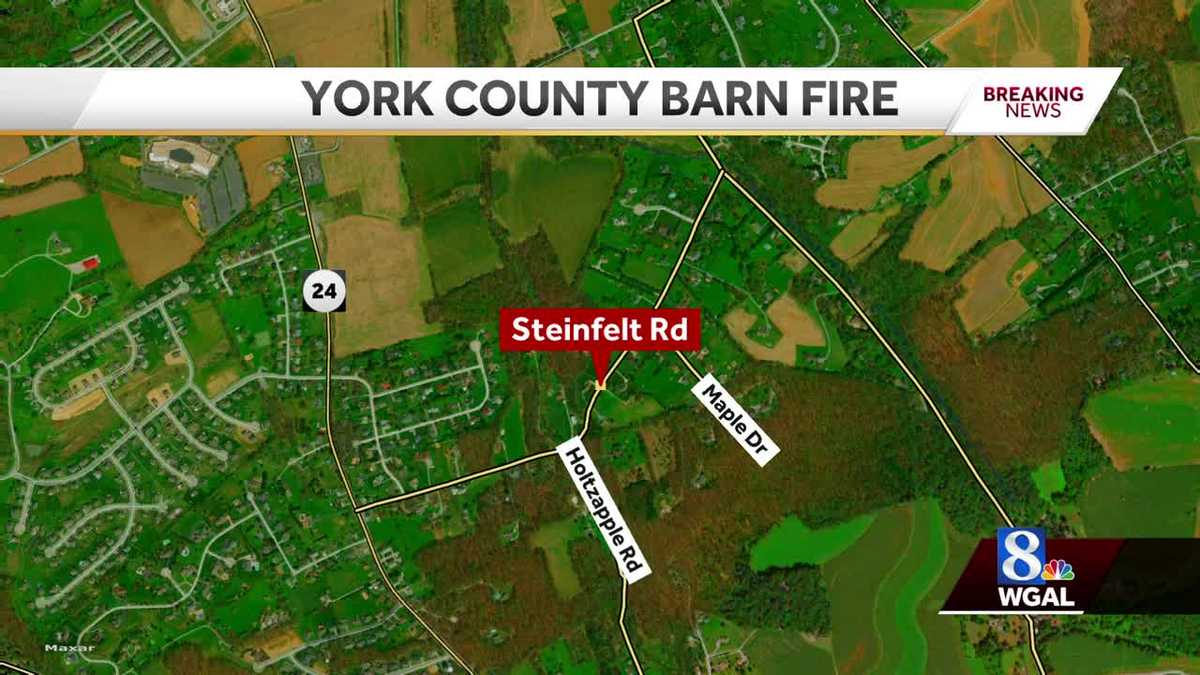 Crews on scene of overnight barn fire in York County, Pa.